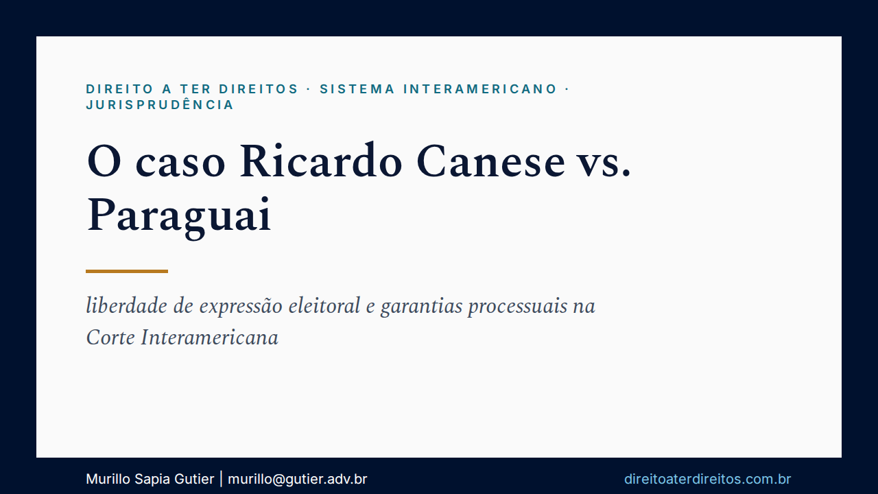Capa do artigo O caso Ricardo Canese vs. Paraguai