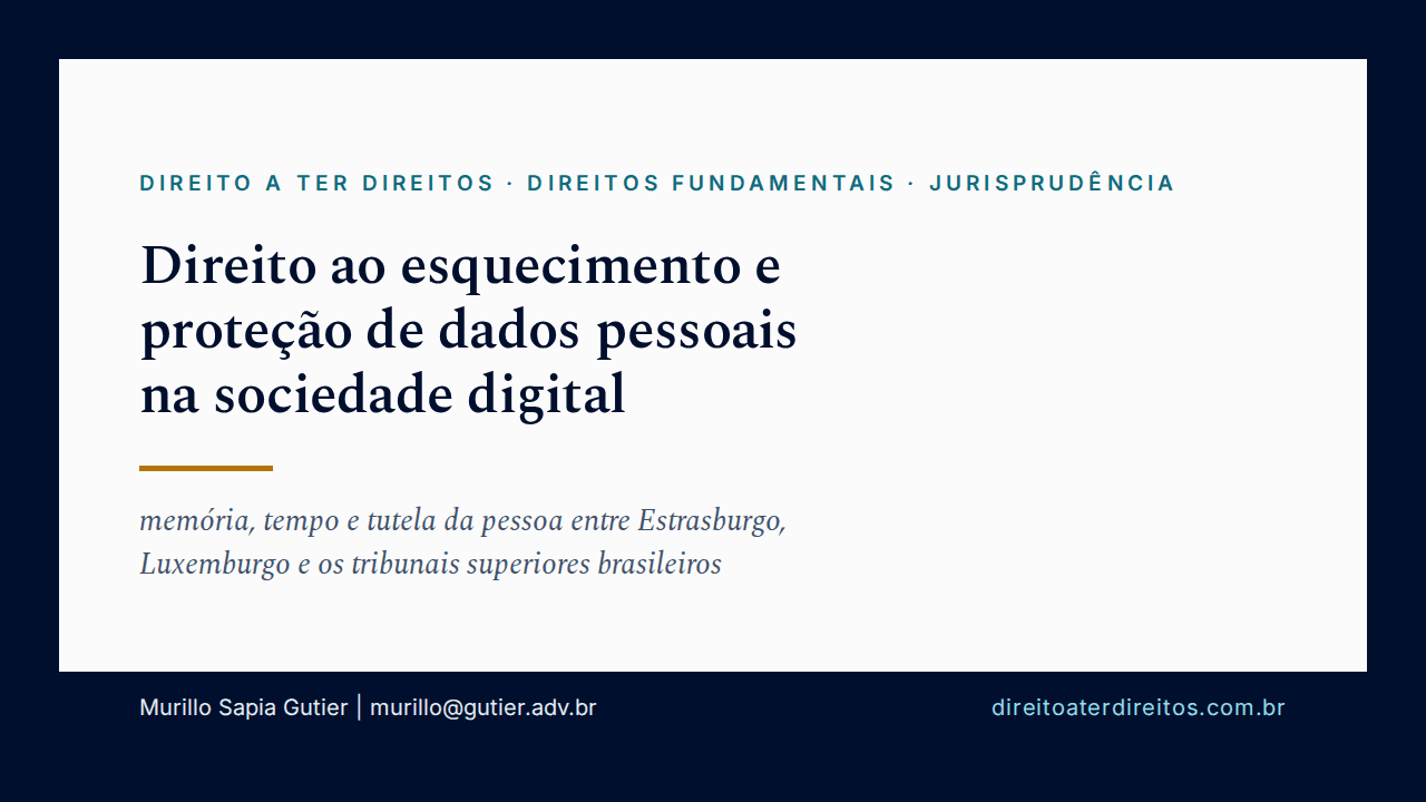 Capa do artigo Direito ao esquecimento e proteção de dados pessoais na sociedade digital