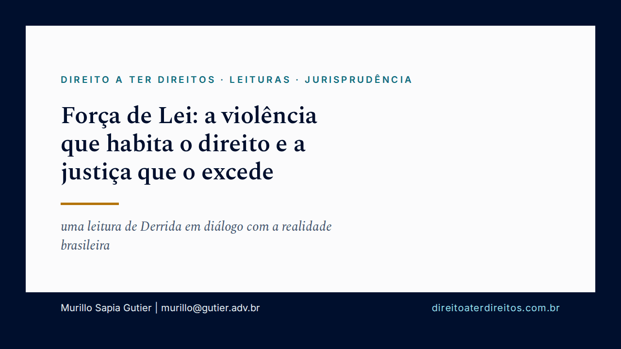 Capa do artigo Força de Lei: a violência que habita o direito e a justiça que o excede